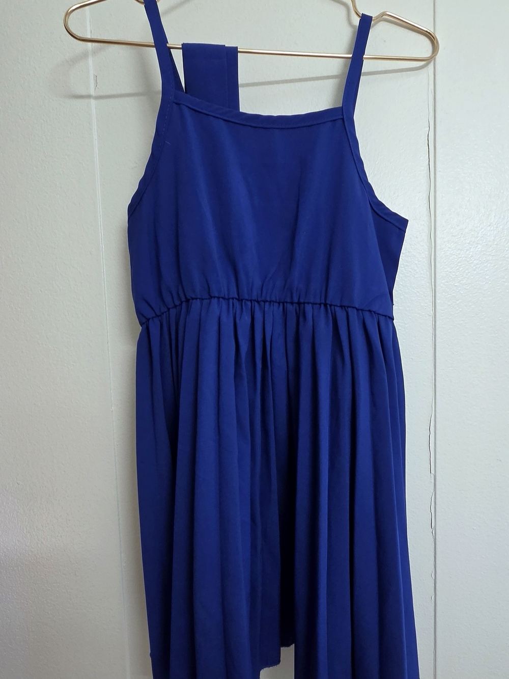 Blue Girls' Sleeveless Gathered Waist Dress